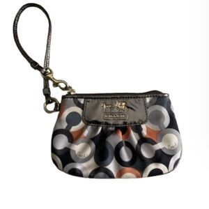 💜Y2K💜 COACH Madison Limited Ed. Graphic OP Art Wristlet Clutch | Black Orange